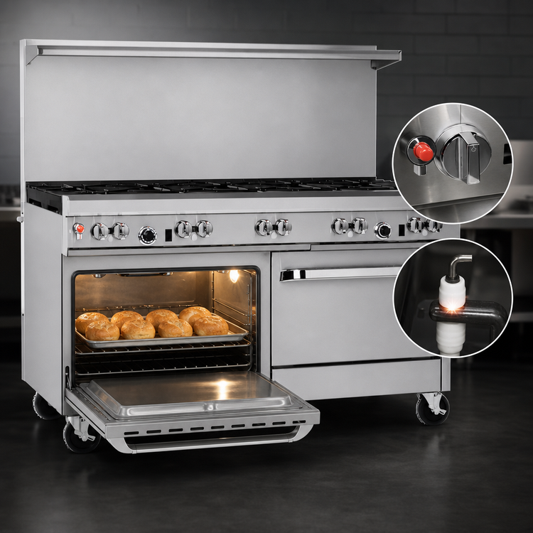 Product image #4 for Southbend Ultimate 60-Inch Commercial Gas Restaurant Range with 9 Open Burners, Standard Oven, and Cabinet Base