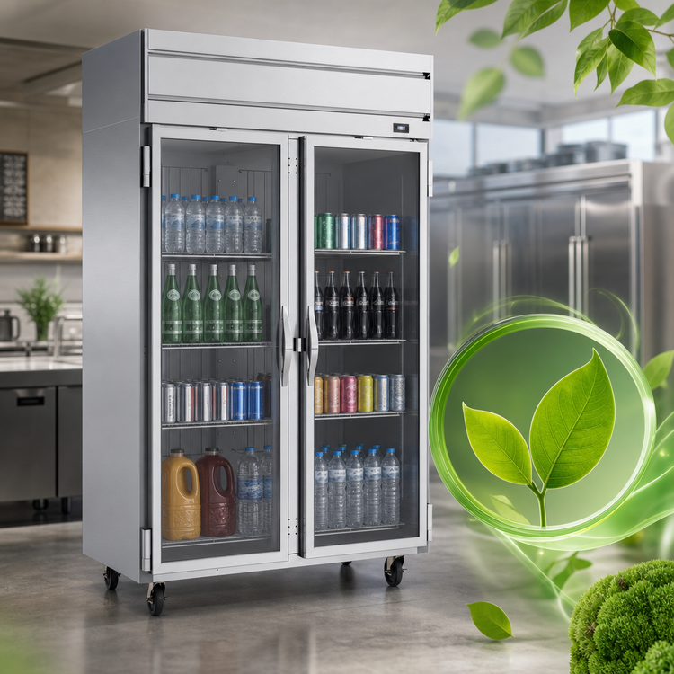 Product image #4 for Beverage-Air Horizon Series Two-Section Reach-In Glass Door Freezer, 46.29 Cu. Ft., Top-Mount Self-Contained, 52 Inch Wide