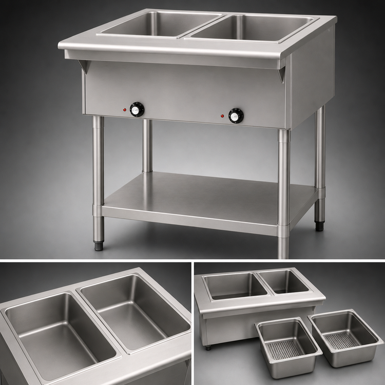Product image #4 for Eagle Group 33-Inch Electric Hot Food Table with Open Base, (2) Dry Wells, 240V, 3-Phase