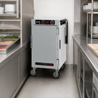 Thumbnail image #5 for Metro HotBlox™ HBCN8-ASPS-M Narrow 8-Pan Pass-Thru Mobile Insulated Holding Cabinet, Analog, Solid Front & Rear Doors, 120V