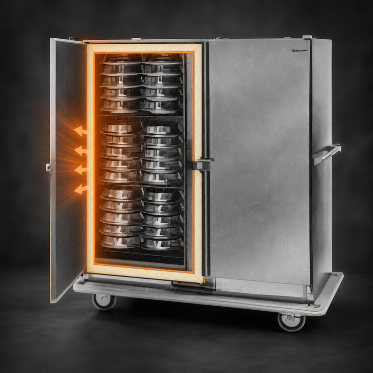 Product image #4 for Convertible Carter Mobile Insulated Double-Door Banquet Cart Holding Cabinet, 120 Covered Plates