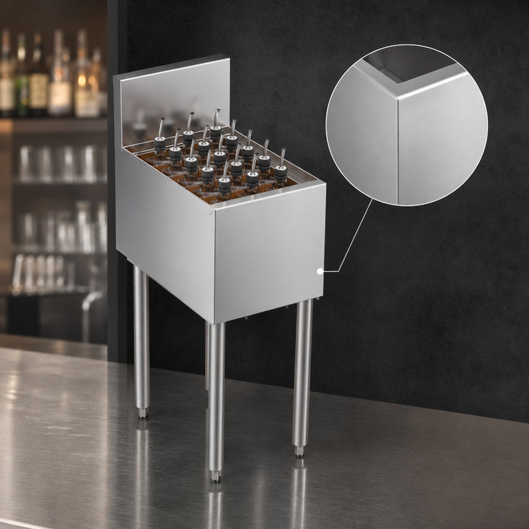 Product image #4 for Krowne Royal Series Underbar Stainless Steel Elixir Station, 12 Inch x 18.5 Inch, 15-Bottle Capacity