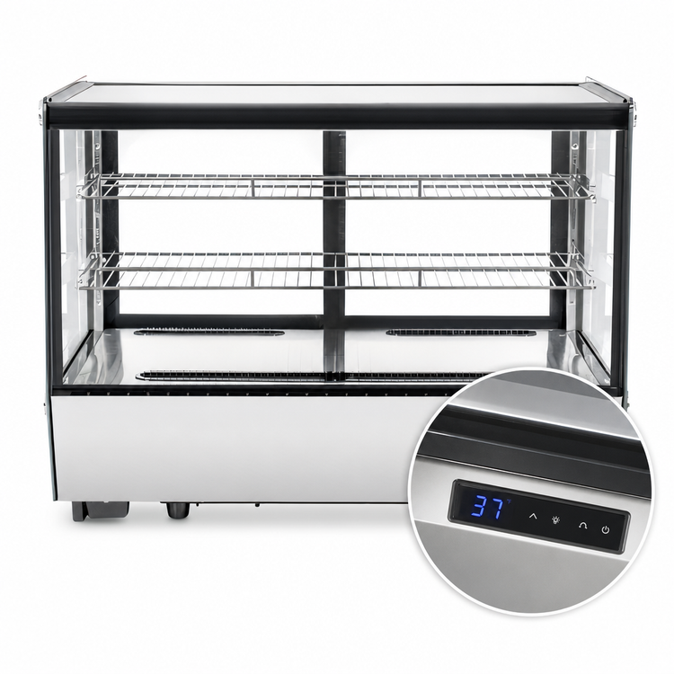 Product image #4 for Migali Competitor Series 34.6-Inch Countertop Refrigerated Display Case with Straight Glass and Sliding Doors, 5.7 Cu. Ft.