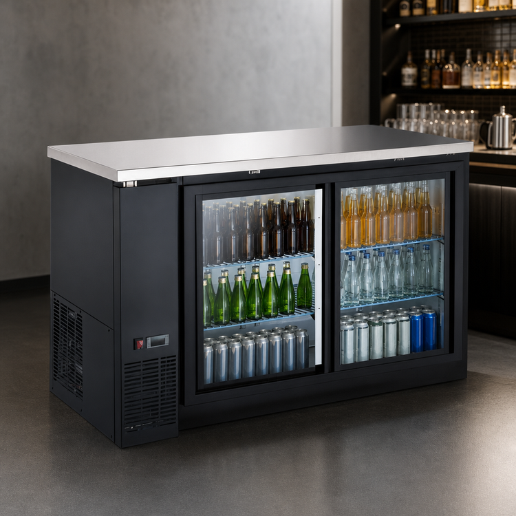 Product image #4 for Hurakan by Equip.me 60-Inch Narrow Counter-Height Back Bar Refrigerator with 2 Glass Sliding Doors and Electronic Control