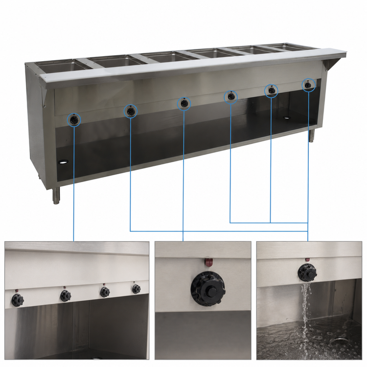 Product image #4 for Advance Tabco Triumph Supreme Electric Hot Food Table with 6 Sealed Wells and Open Cabinet Base