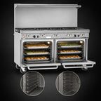 Thumbnail image #4 for Southbend (Middleby) Ultimate 4603AA-6L 60-Inch Gas Restaurant Range with 9 Open Burners, 2 Convection Ovens and Hi-Shelf Backriser
