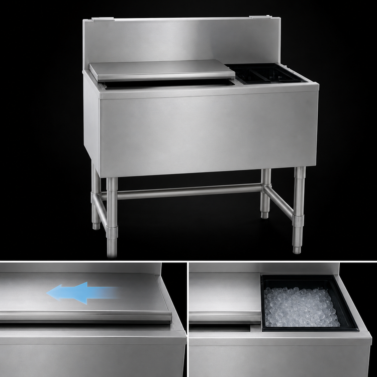Product image #4 for Eagle Spec-Bar 60-Inch Underbar Insulated Combo Ice Bin/Bottle Unit, 100 lb. Capacity