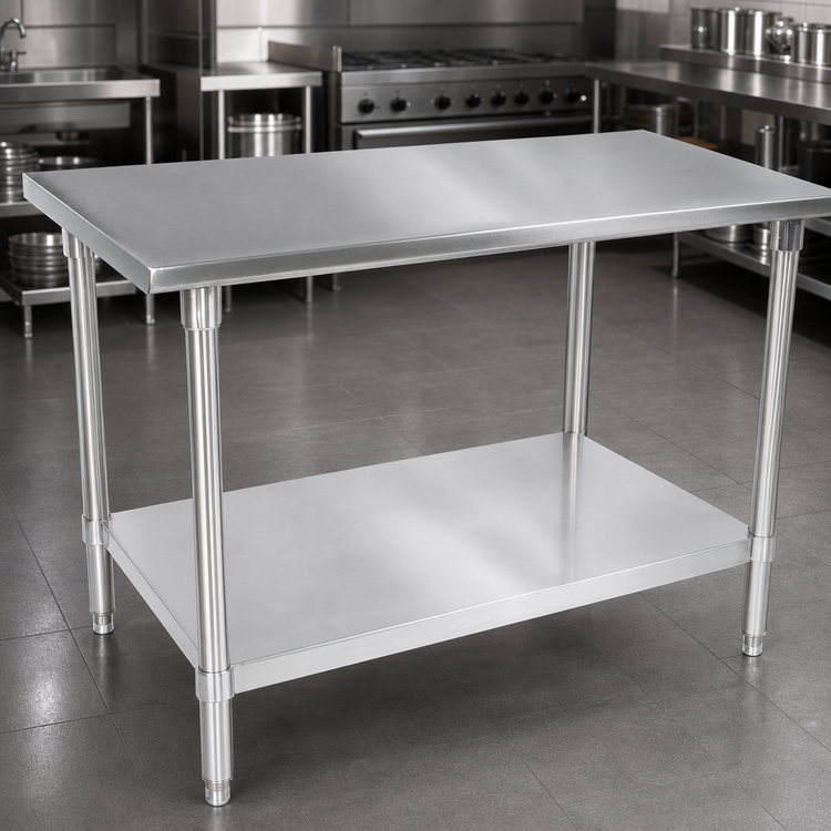 Product image #4 for John Boos 144" x 48" 16-Gauge Stainless Steel Top Work Table with Adjustable Undershelf