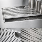 Thumbnail image #4 for Micro Matic USA DP-734D Surface Mount Stainless Steel Drip Tray Trough, 18 x 9 Inches, Perforated Screen, 1/2-Inch Drain