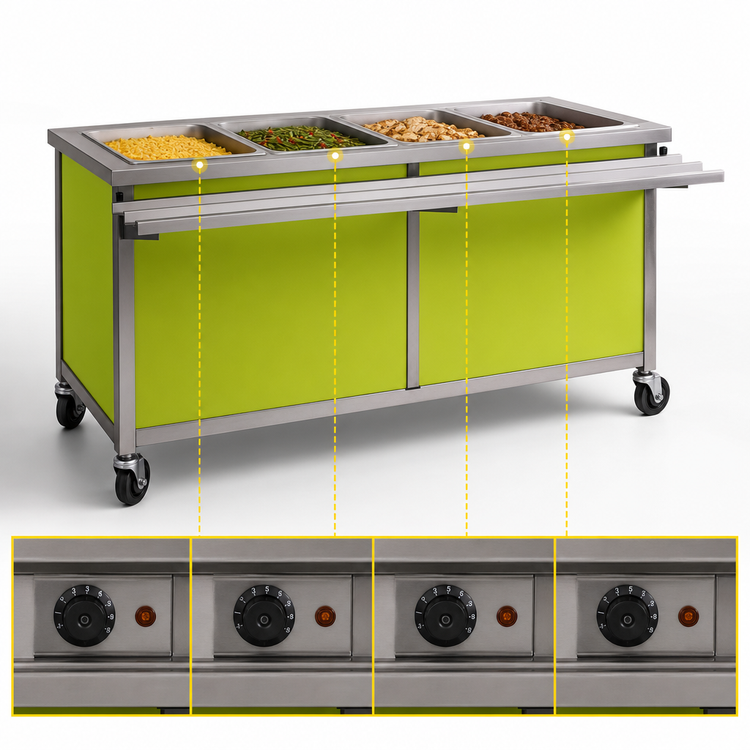 Product image #4 for Director's Choice DCS4-HFU-C Mobile Electric Hot Food Table with 4 Insulated Wells