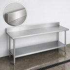 Thumbnail image #4 for Duke Manufacturing 316-3084-5R 84-Inch Stainless Steel Work Table, 16-Gauge 300 Series Top, 5-Inch Riser, Galvanized Undershelf