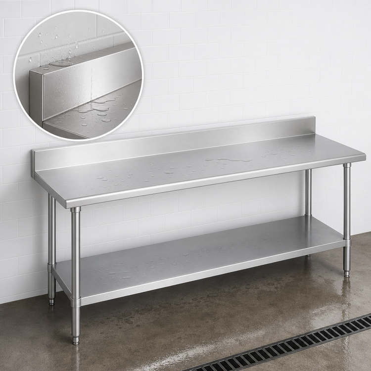 Product image #4 for Duke 84-Inch x 30-Inch Stainless Steel Work Table with 5-Inch Riser and Galvanized Undershelf