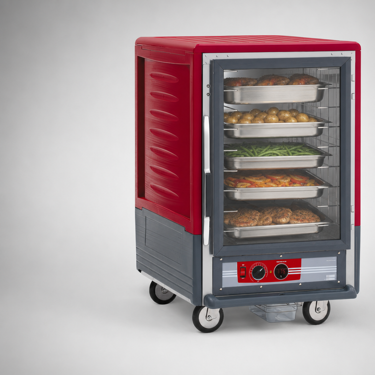 Product image #4 for Metro C5 3 Series Mobile Half-Height Heated Holding Cabinet with Clear Polycarbonate Door and Lip Load Slides