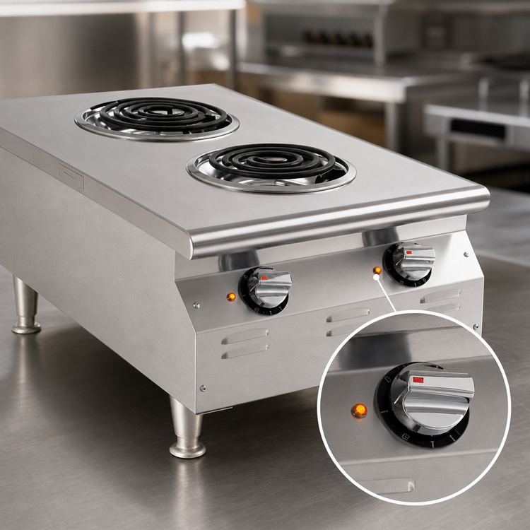 Product image #4 for RedHots Chef Line 18-Inch Countertop Electric Hotplate with 2 Burners, 120V