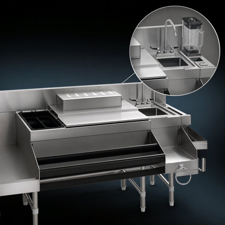 Product image #4 for Eagle Group Spec-Bar CCS-66-1 66" Underbar Ice Bin Cocktail Station with Blender Sink