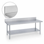 Thumbnail image #4 for Duke Manufacturing 316S-24108-5R 108-Inch x 24-Inch Stainless Steel Work Table with 5-Inch Riser, Bullnose Edge and Undershelf