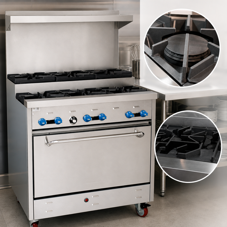 Product image #4 for Comstock-Castle FSU330 36-Inch Gas Step-Up Range with 31-1/2 Inch Standard Oven, 6 Star Burners, Back Riser & High Shelf