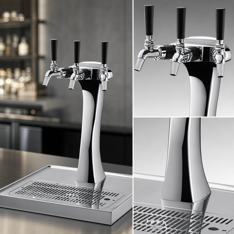 Product image #4 for Perlick Panther Style 3-Faucet Chrome Beer Dispensing Kit