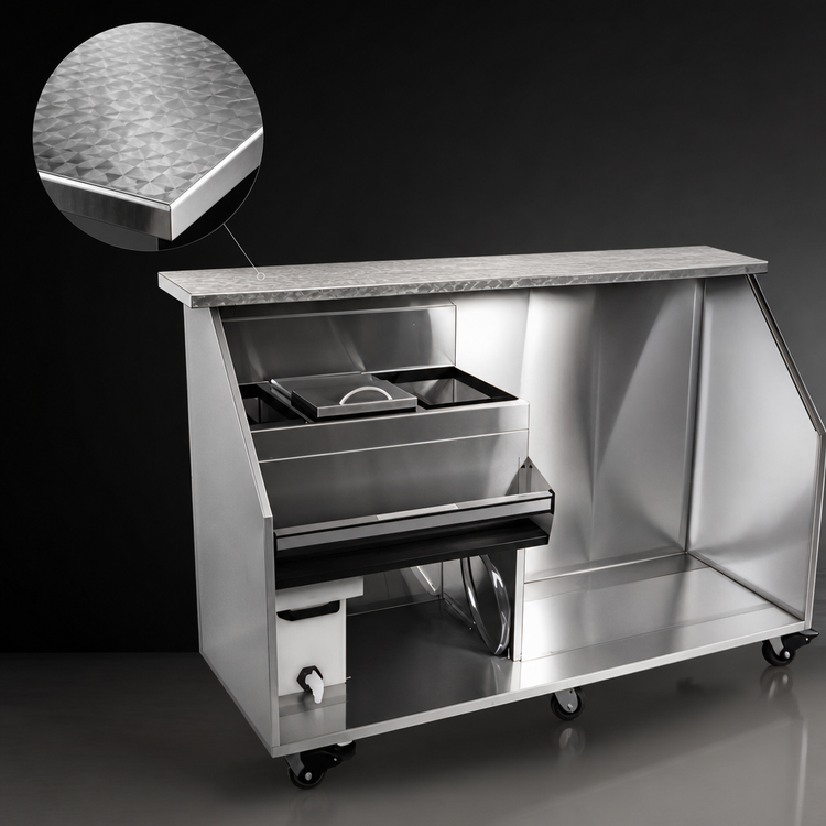 Product image #4 for Glastender 78-Inch Portable Bar for Stackable Cups with Refrigerator Space, Stainless Steel, 12-Inch Cocktail Ice Bin