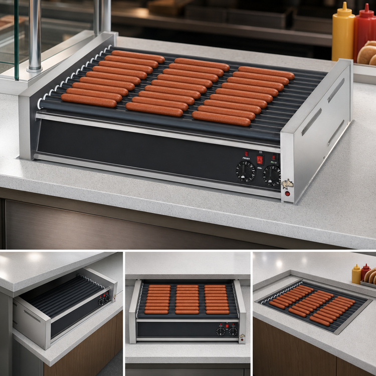 Product image #4 for Grill-Max Pro Flat Hot Dog Roller Grill with Duratec Rollers, 30 Hot Dog Capacity