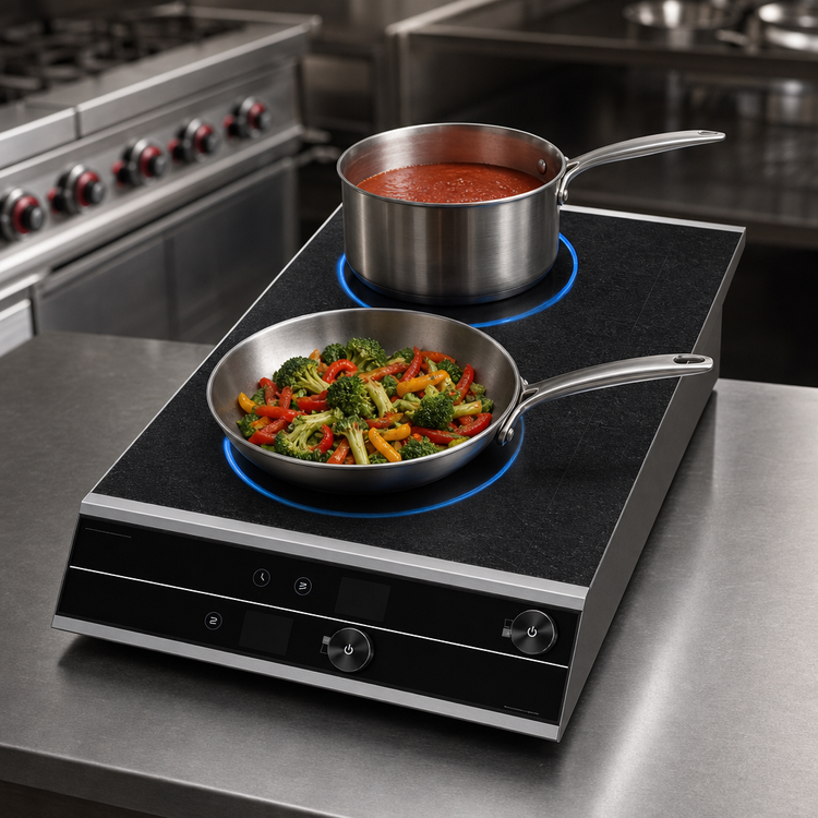 Product image #4 for Hatco Rapide Cuisine High-Powered 2-Burner Countertop Dual Induction Range, Front-to-Back, 208-240V