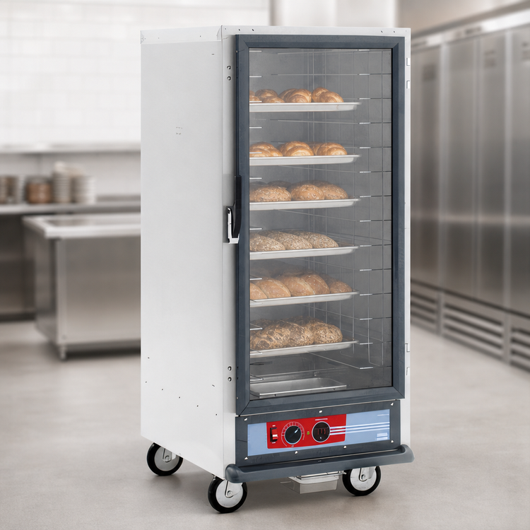 Product image #4 for Metro C5 1 Series 3/4 Height Mobile Non-Insulated Heated Holding Cabinet with Clear Polycarbonate Door and Fixed Wire Slides
