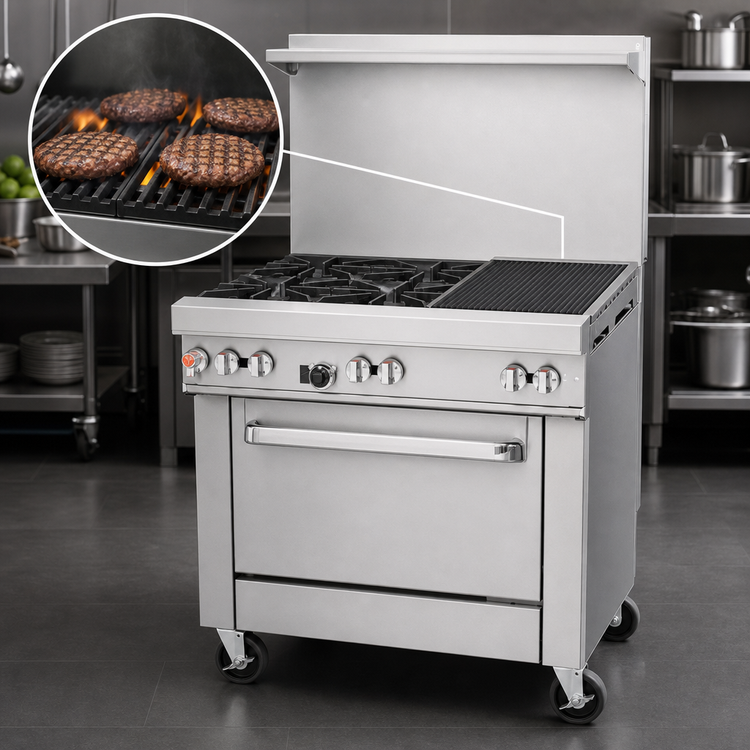 Product image #4 for Southbend Ultimate 36-Inch Commercial Gas Range with 2 Open Burners, 24-Inch Charbroiler and Standard Oven