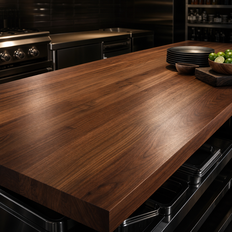 Product image #4 for Boos Block American Black Walnut Kitchen Countertop, Full-Length Edge Grain, 96 x 48 x 1-3/4 Inch, Varnique Finish