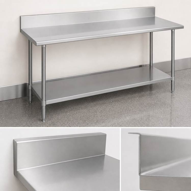 Product image #4 for Duke 108-Inch x 24-Inch Stainless Steel Work Table with 5-Inch Riser and Stainless Undershelf