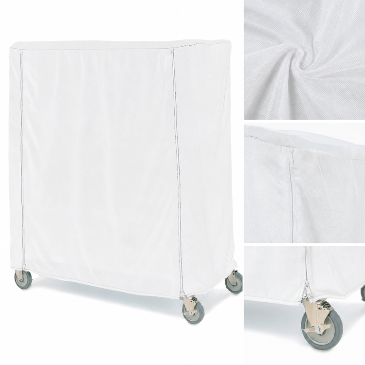 Product image #4 for Metro 36 x 18 x 54 Inch White Uncoated Knitted Polyester Queen Mary & Banquet Cart Cover
