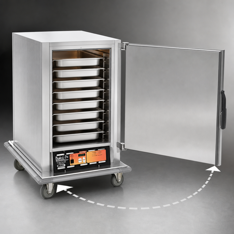 Product image #4 for Panco Half-Size Narrow Heated Holding Cabinet, Insulated Aluminum, Solid Door, Digital Control, 8-Pan Capacity