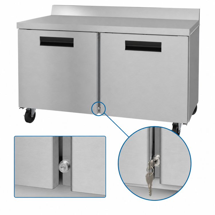 Product image #4 for Hoshizaki Steelheart WR60B-01 Two-Section 60-Inch Worktop Refrigerator with Solid Doors