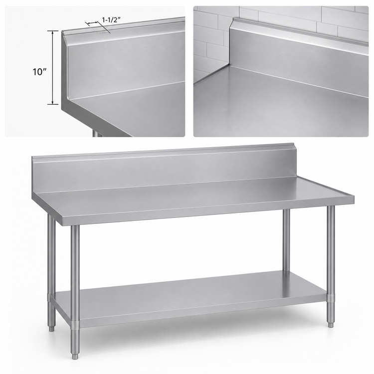 Product image #4 for Duke 84-Inch x 36-Inch Stainless Steel Work Table with 10-Inch Riser and Stainless Undershelf