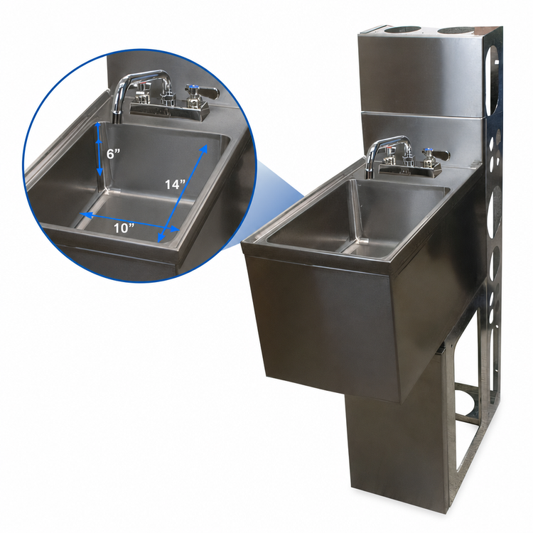 Product image #4 for BK Resources 12-Inch x 18-Inch Underbar Dump Sink with 10-Inch x 14-Inch Bowl and Lead-Free Faucet