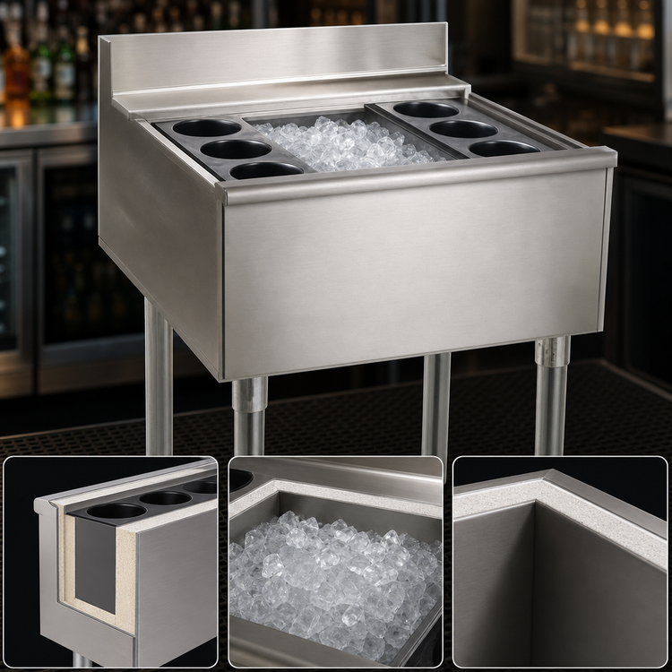 Product image #4 for Eagle Group 2200 Series Modular Underbar Cocktail Unit Bar Ice Bin with Sliding Cover