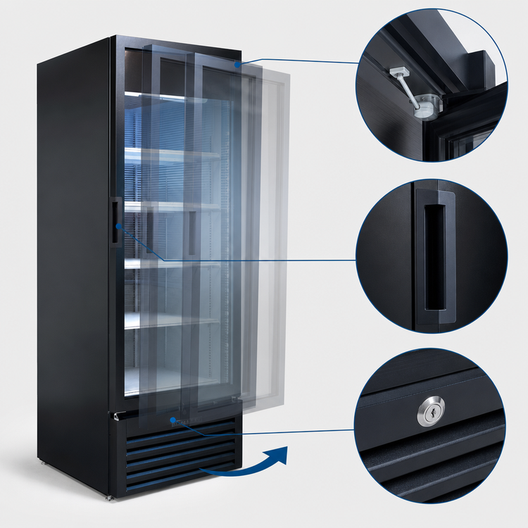 Product image #4 for Beverage-Air Marketeer MT23-1B One-Section Reach-In Refrigerated Glass Door Merchandiser, 19.2 Cu. Ft., Black