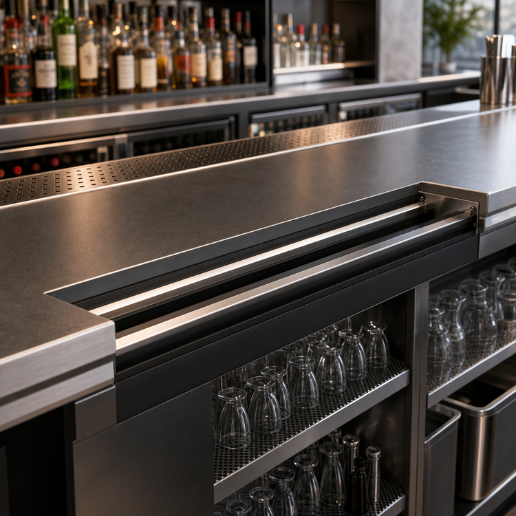 Product image #4 for Krowne Royal Series Double Built-In Stainless Steel Speed Rail, 90-Inch