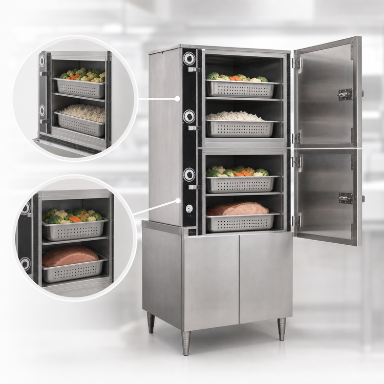 Product image #4 for Southbend Steam SC-2S 2-Compartment Steam Coil Heated Pressure Steamer with 36-Inch Cabinet Base