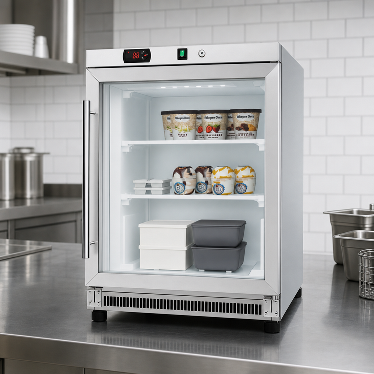Product image #5 for KoolMore 24-Inch Countertop Display Freezer with Stainless Steel and Glass Door, 4.6 Cu. Ft., White