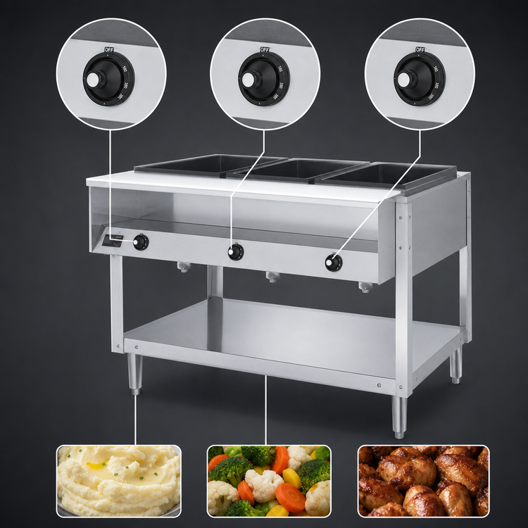 Product image #4 for Vollrath ServeWell® 2-Well Stationary Hot Food Table with Open Shelf Base and Cutting Board