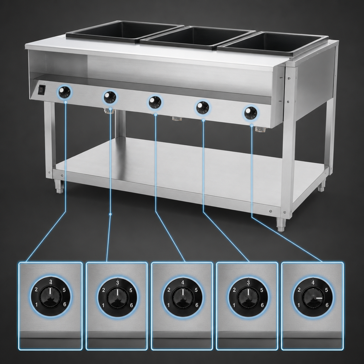 Product image #4 for Vollrath ServeWell® 5-Well Hot Food Table with Open Shelf Base, 76" x 32", 208-240V