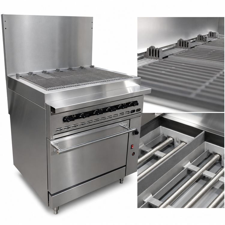 Product image #4 for Vulcan Endurance 36-Inch Natural Gas Restaurant Range with 36-Inch Charbroiler Top and Convection Oven Base