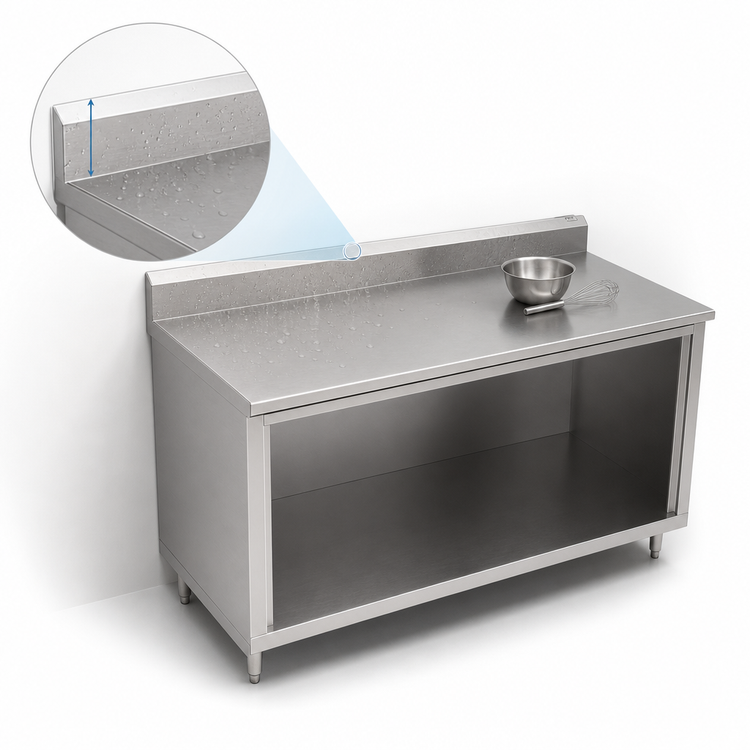 Product image #4 for John Boos 60-Inch x 30-Inch 16-Gauge Stainless Steel Work Table with Open Front Cabinet Base and 5-Inch Backsplash