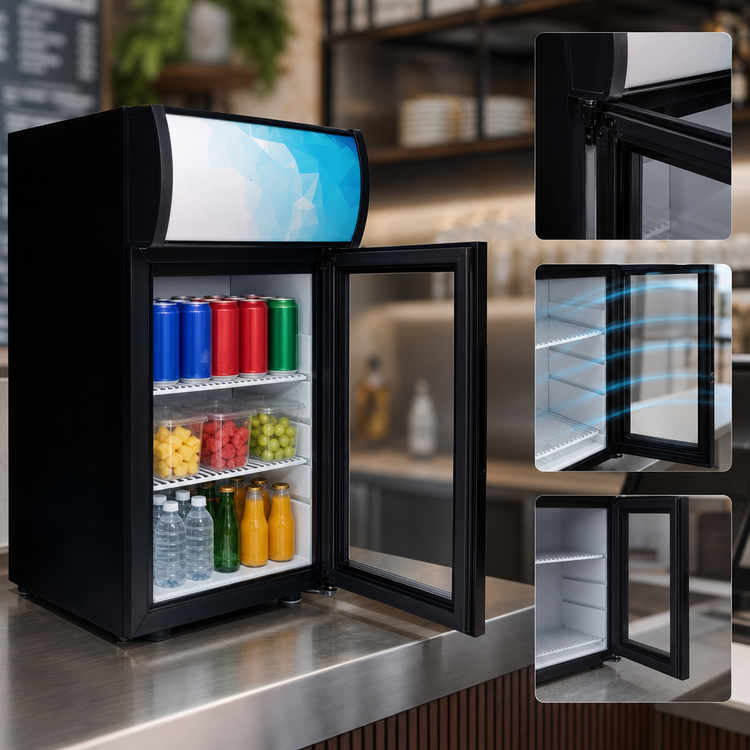 Product image #4 for Countertop Reach-In Refrigerated Display Case, 1 Hinged Glass Door, 0.74 Cu. Ft., Black