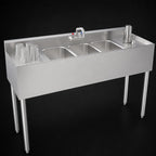 Thumbnail image #4 for Krowne Silver Series 18-53C Three-Compartment Underbar Bar Sink with Left and Right Drainboards, 60-Inch W x 18.5-Inch D