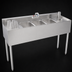 Thumbnail image #4 for Krowne Silver Series Three-Compartment Underbar Bar Sink with Left and Right Drainboards, 60-Inch W x 18.5-Inch D