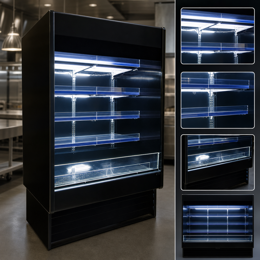 Four Rows of Lighted Shelves