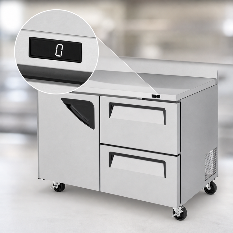 Product image #4 for Turbo Air Super Deluxe Two-Section 48-1/4-Inch Worktop Freezer with 1 Door and 2 Drawers, 12 Cu. Ft.