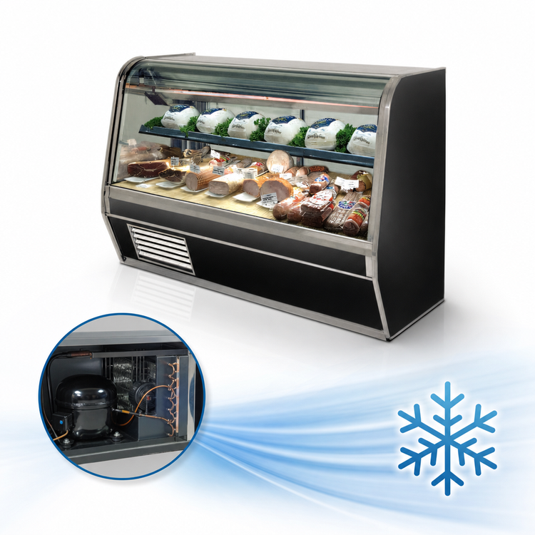 Product image #4 for Howard-McCray 32E Series 50 Inch Curved Glass Full-Service Deli Meat & Cheese Service Case with Self-Contained Refrigeration