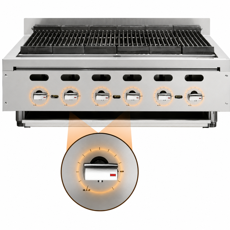 Product image #4 for Vulcan Achiever 36-Inch Countertop Gas Charbroiler with 6 Cast Iron Burners